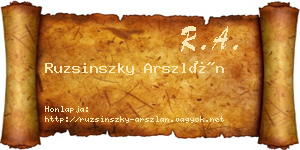 Ruzsinszky Arszlán névjegykártya